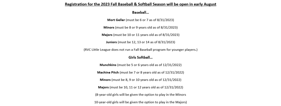 RVC Little League Registration