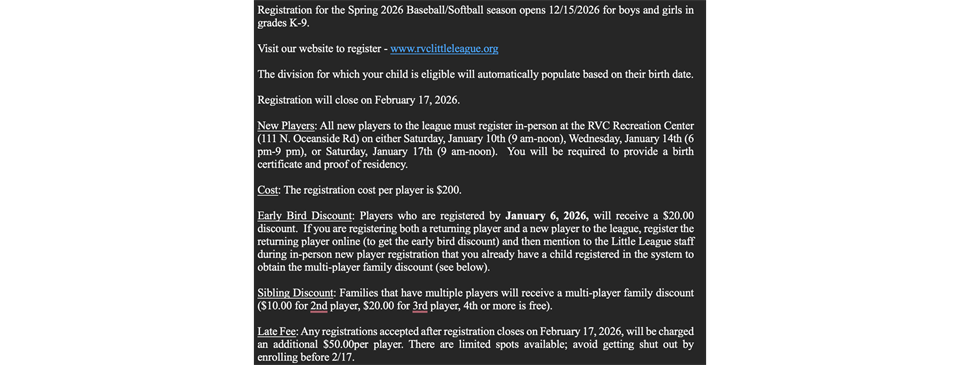 2026 Spring Registration